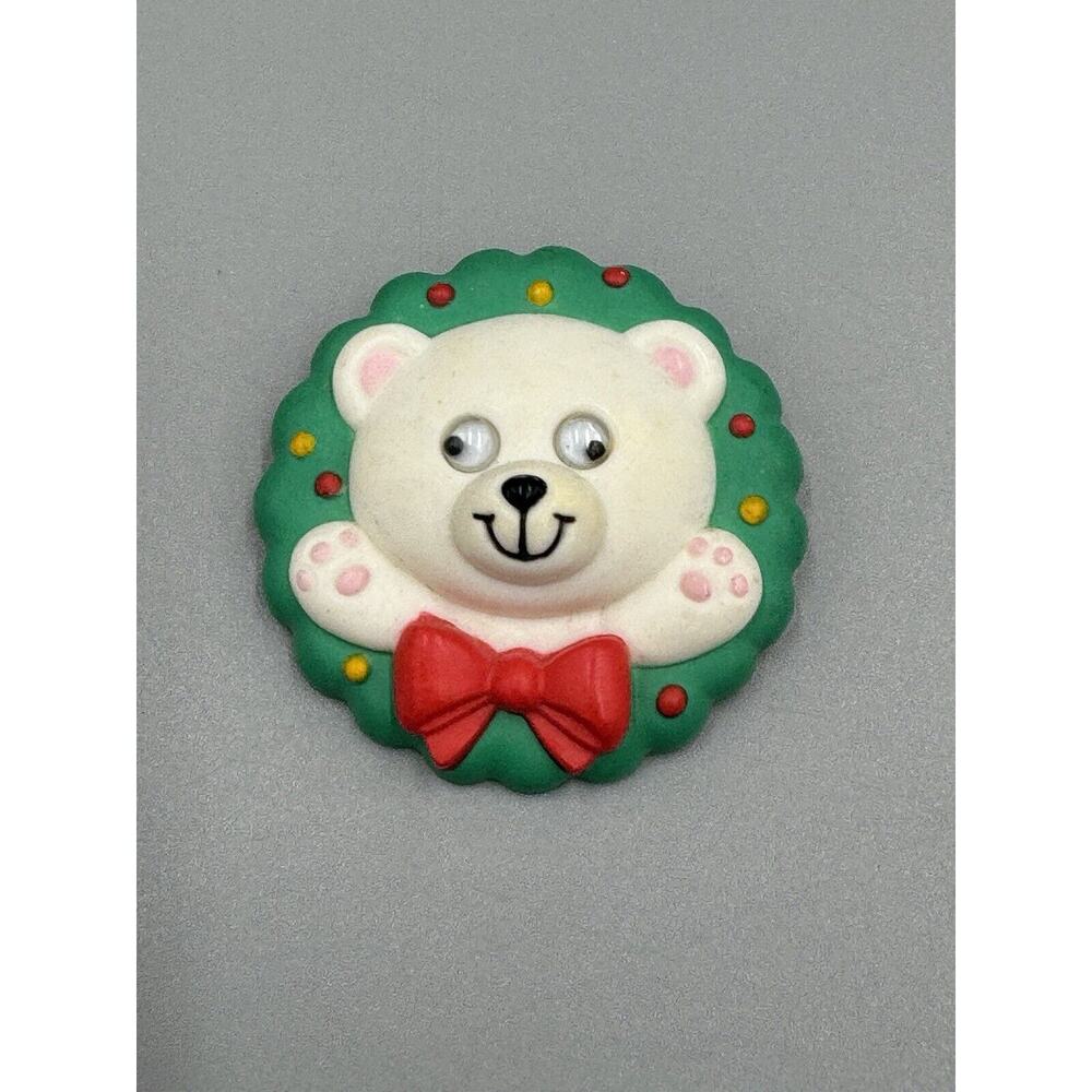 Avon Vintage Christmas Holiday Cub Googly Eyes Lapel Pin‎ Brooch